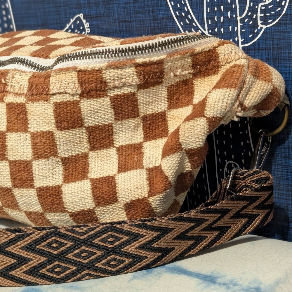 Jenna Bee Handmade Sling Bag Ochre & Cream Checkered - Picture 6 of 12